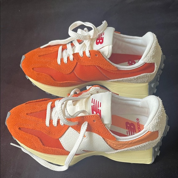 New Balance Shoes - New Balance Vibrant Orange and Cream Sneakers